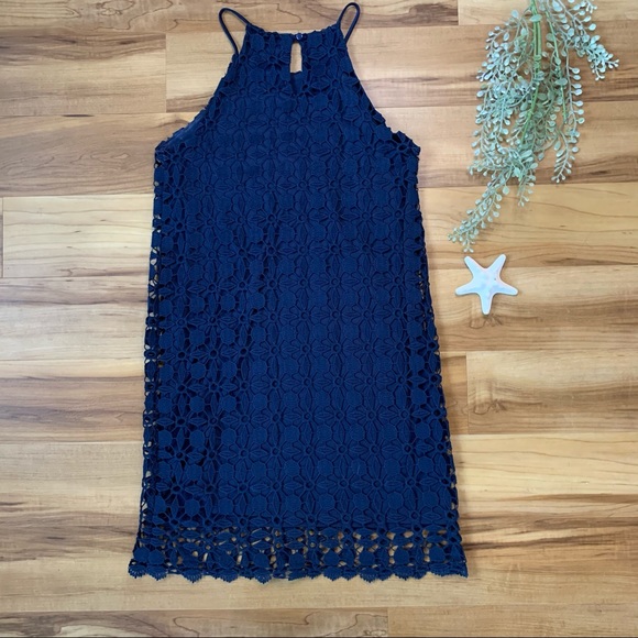 Monteau Women’s High Neck Crochet Overlay Dress, Size XS - Picture 10 of 11